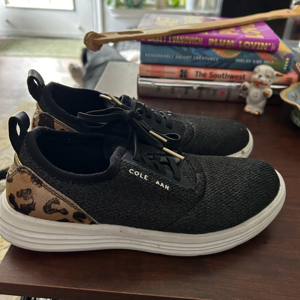 Cole Haan Sneaker 6.5 Grandsport Journey Black Knit Mod Leopard Printed …